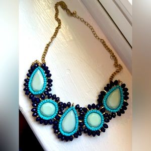 Beautiful beaded blue statement necklace